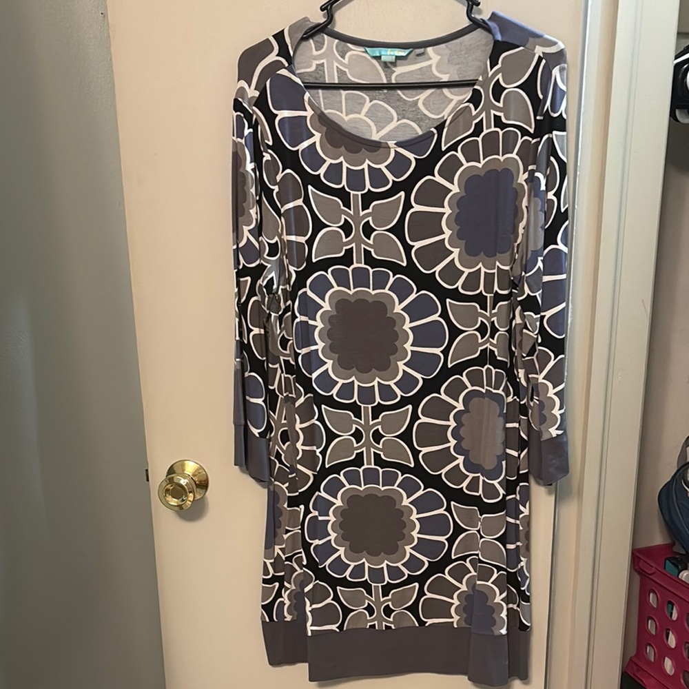 Boden Black and White Long Sleeve Sheath Dress
